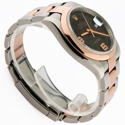 (SOLD) ROLEX 116201 Mens/Unisex 2-Tone 18KR & SS Datejust Chocolate Floral Dial Diamond Markers Smooth Bezel Rehaut Random Serial Stainless Steel and Rose Gold 36mm - Image 4