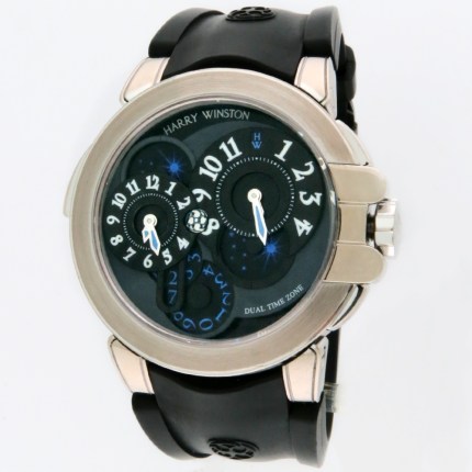 HARRY WINSTON 400-MATZ44W 18K Mens Ocean Dual Time Project Z Automatic White Gold Massive 44mm