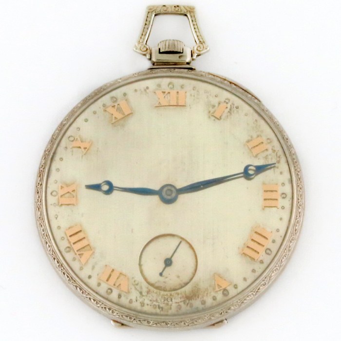 BULOVA Watch Co 'PHANTOM' Rare 18KW 12-Size 43mm Open Face 18 Jewels Ultra Thin Engraved Case. 18K White Gold Pocket Watch. Audemars Piguet Affiliation.