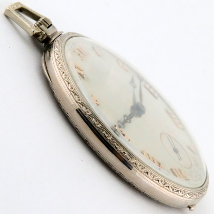 BULOVA WATCH CO 12-Size 43mm Open Face PHANTOM 18 Jewels UltraThin 18K Solid White Gold Rare - Image 4