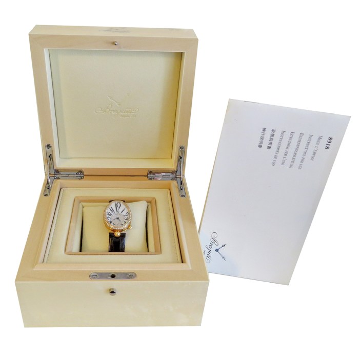 BREGUET 8918BA/58/964/D00D 18K Yellow Gold Reine de Naples Iconic Ultra Luxury Automatic Diamonds 28.5mm Ladies Wristwatch w/Box & Manual, Retail Price $52,100