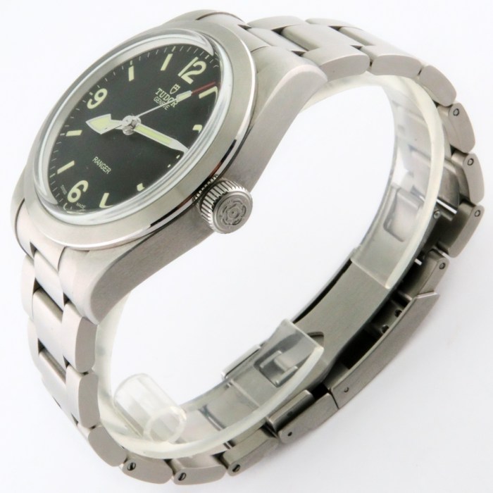 TUDOR Mens SS Ranger Automatic Bracelet Master Black Dial Stainless Steel 39mm. Reference M79950-0001. With Box and Paper. MSRP Retail Price $3575