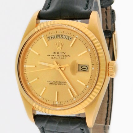 Rolex President Day-Date 1803 Pie Pan Champagne Dial in Unpolished Condition 18K Yellow Gold. 6.2 million S/N from 1979. Luxury Vintage Collectible Wristwatch
