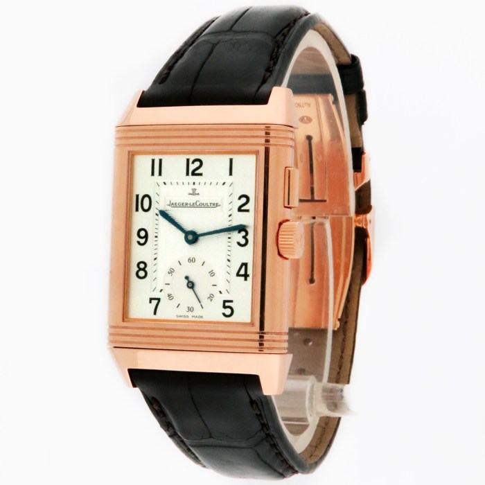 Jaeger-LeCoultre JLC Ref Q2712410 / 272.2.54 18K Pink Gold Reverso Duoface 2nd Timezone Hand-Wind Mens Watch. 26x42mm. Retail Price MSRP $18,200