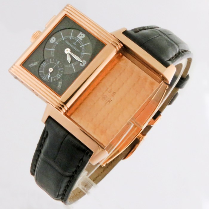 Jaeger-LeCoultre JLC Ref Q2712410 / 272.2.54 18K Pink Gold Reverso Duoface 2nd Timezone Hand-Wind Mens Watch. 26x42mm. Retail Price MSRP $18,200