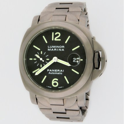 Panerai Luminor Marina Titanium PAM00279 Automatic Wristwatch with Titanium Bracelet with Black Matte Dial. 44mm with Travel Box, MSRP $9,800