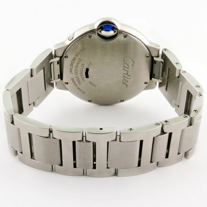 Cartier Ballon Bleu Stainless Steel Moonphase Automatic Ladies/Unisex Wristwatch Midsize 36mm. Model Ref WSBB0021 Case Ref 4034. Retail Price $9,250
