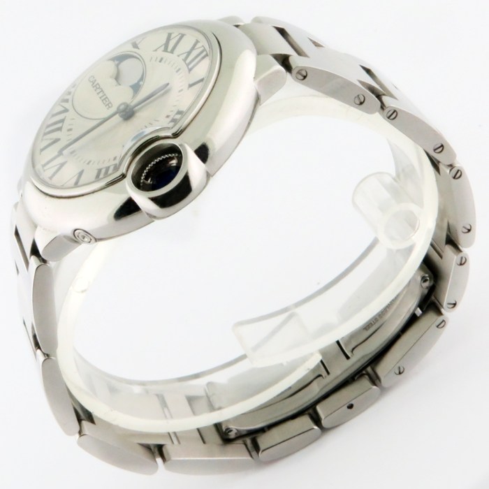 Cartier Ballon Bleu Stainless Steel Moonphase Automatic Ladies/Unisex Wristwatch Midsize 36mm. Model Ref WSBB0021 Case Ref 4034. Retail Price $9,250