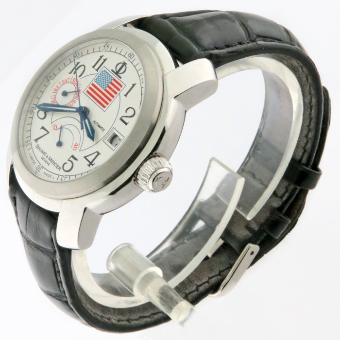 BAUME MERCIER Mens SS Capeland United States USA Flag Limited Edition 50pcs. 39mm, Day-Date and Power Reserve Functions, Prominently Displaying USA Flag on Dial