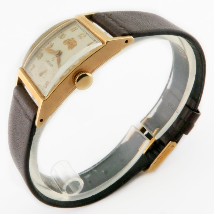 Lord Elgin 14K Solid Gold Vintage Mens Watch Cal.670 Fisher Body Co Presentation with Full Set Box and Accessories. 21x36mm. From early 1950s.