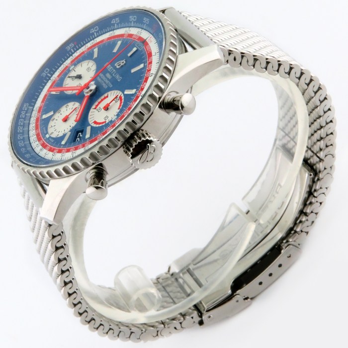 BREITLING Mens Navitimer B01 Pan Am Blue Dial Automatic Chronograph on Milanese Bracelet 43mm Stainless Steel. Retail Price (MSRP) $10,800
