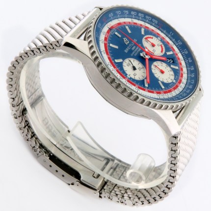 BREITLING Mens Navitimer B01 Pan Am Blue Dial Automatic Chronograph on Milanese Bracelet 43mm Stainless Steel. Retail Price (MSRP) $10,800