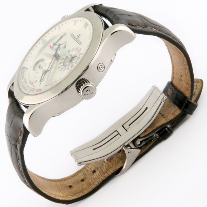 Jaeger-LeCoultre Ref Q1508420 / 147.8.57.S Stainless Steel Master Control Geographic Mens Automatic Watch w/GMT & Worldtime. 40mm. Retail Price MSRP $10,150.