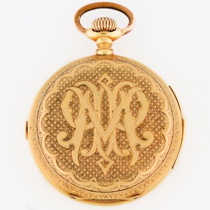Super Fancy Antique LeCoultre & Co Top Grade Minute Repeater Chronograph Hunter Pocket Watch with Fully Guilloche Engine-Turned Case. Hammers Jeweled. 151.3g
