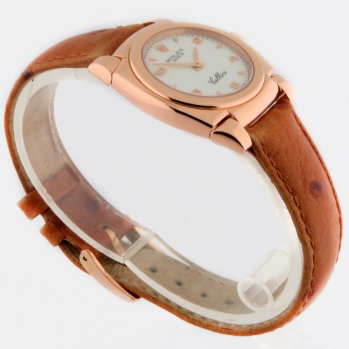 ROLEX Ladies 18K Rose Gold Cellini Cestello Hand-Wind Mechanical Watch. White Opaline Dial. 26mm 55.7g. Ref.5310/8, Diameter 26mm.