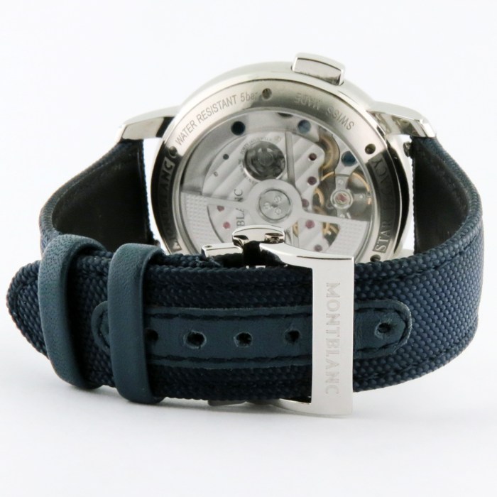 CURRENT MODEL Montblanc Star Legacy Nicolas Rieussec Blue Dial Chronograph Stainless Steel 43mm Automatic Mens Wristwatch. Model Reference MB130986. MSRP $9,000