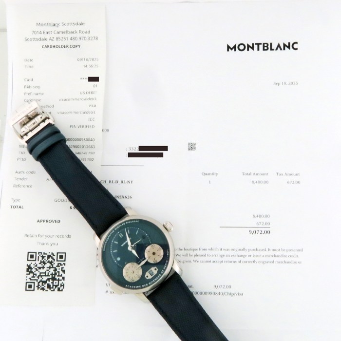 CURRENT MODEL Montblanc Star Legacy Nicolas Rieussec Blue Dial Chronograph Stainless Steel 43mm Automatic Mens Wristwatch. Model Reference MB130986. MSRP $9,000