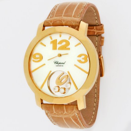 Chopard Ladies Happy Diamonds 18K Yellow Gold Factory Floating Diamonds Ladies Wristwatch Ref.207449 40mm. MSRP $14,650.