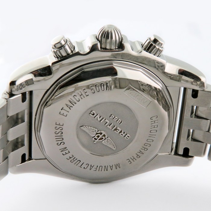 BREITLING Mens Chronomat 44 Flying Fish Blackeye Blue Dial Chronograph 44mm Stainless Steel Wristwatch. Very Good Condition Ref. AB011610 MSRP $9,060