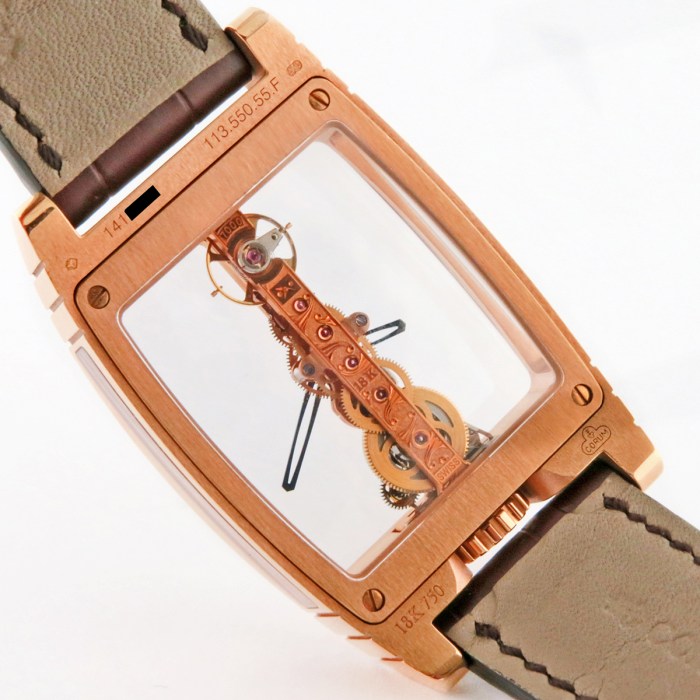 Luxurious Corum Golden Bridge 50th Anniversary Mechanical 18K Rose Gold Mens Watch. Full Set Boxes and Papers. Reference 113.550.55F. Retail Price $35,600.