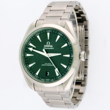 CURRENT MODEL Omega Seamaster Aqua Terra 150m Master Co-Axial Chronometer Stainless Steel Mens Wristwatch 41mm. Green Dial. 220.10.41.21.10.001. MSRP $7,100