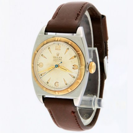ROLEX 3116 Mens Vintage 2-Tone SPEEDKING Oyster Gilt Marker Original Dial Unpolished Stainless Steel Case Yellow Gold Bezel. Circa 1958, 30mm