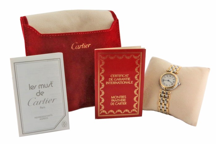 Cartier Panthère Vendome Ladies Two-Tone 3-Rows Gold Bracelet Watch 18K Gold/SS Quartz. 24mm. Model Reference 1057920 Circa late 1980s-Early 1990s