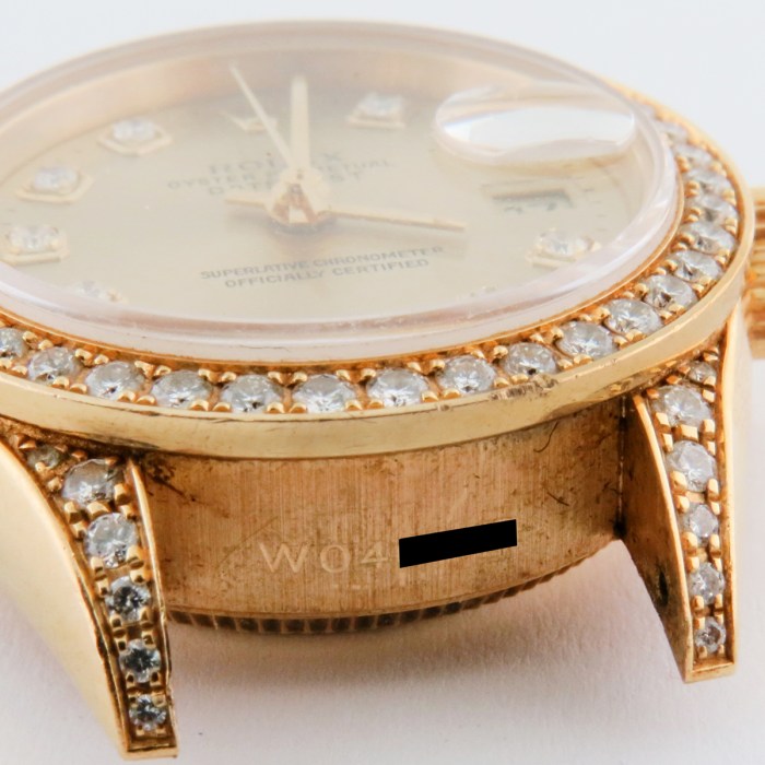 Rolex Lady Datejust President 69158 with Factory Diamond Markers/Bezel/Lugs in 18K Yellow Gold. Box & Pamphlet, Circa 1995. Diameter 26mm.