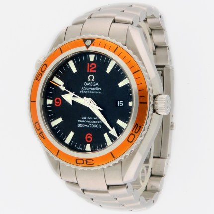 Omega Seamaster Planet Ocean XL Orange Bezel Automatic Co-Axial Chronometer Stainless Steel Mens Wristwatch 45.5mm. With Cards, Model Reference 2208.50.00.