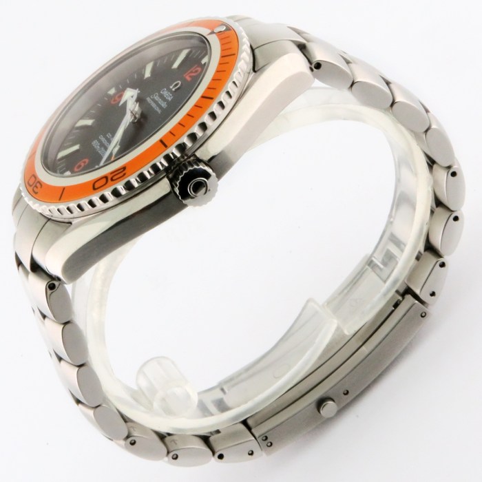 Omega Seamaster Planet Ocean XL Orange Bezel Automatic Co-Axial Chronometer Stainless Steel Mens Wristwatch 45.5mm. With Cards, Model Reference 2208.50.00.