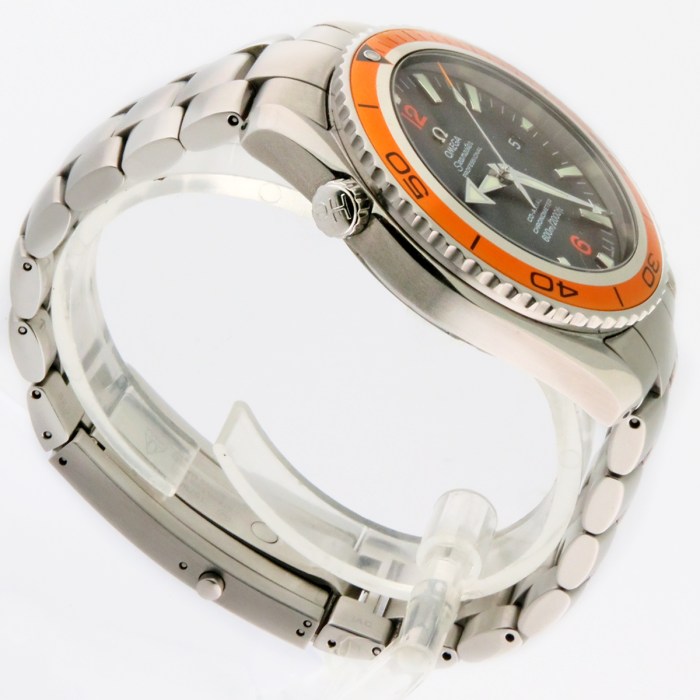 Omega Seamaster Planet Ocean XL Orange Bezel Automatic Co-Axial Chronometer Stainless Steel Mens Wristwatch 45.5mm. With Cards, Model Reference 2208.50.00.