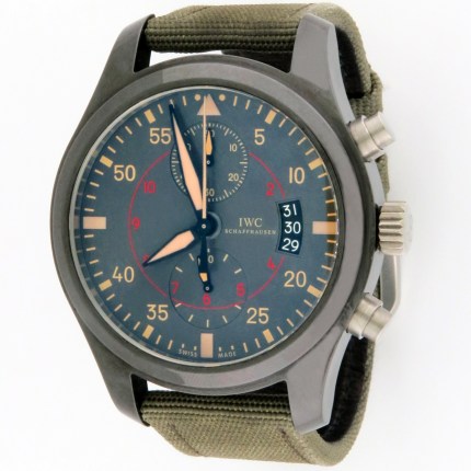 Great IWC Pilot’s Watch Top Gun Miramar Chronograph 46mm Ceramic Case. Model reference is IW379901. Including Box & Card, MSRP $11,900