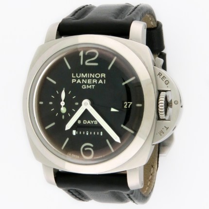 Panerai Luminor 1950 8 Days 'Dot Dial' Stainless Steel PAM00233 Hand-Wind Wristwatch with Full Set Box & Paper. One Owner Watch, 44mm, MSRP $12,900
