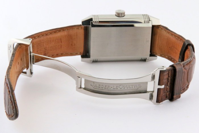 Jaeger-LeCoultre Reference Q3008420 240.8.15 Stainless Steel Reverso Grande Date 8-Days Power Reserve Mens Watch. Dimensions 29x47mm. Retail Price MSRP $11,800.