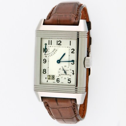 Jaeger-LeCoultre Reference Q3008420 240.8.15 Stainless Steel Reverso Grande Date 8-Days Power Reserve Mens Watch. Dimensions 29x47mm. Retail Price MSRP $11,800.