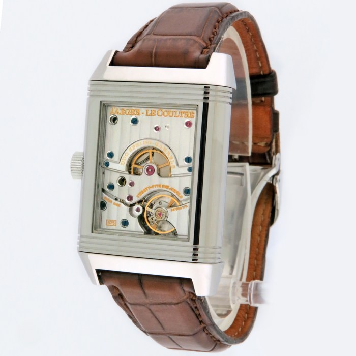 Jaeger-LeCoultre Reference Q3008420 240.8.15 Stainless Steel Reverso Grande Date 8-Days Power Reserve Mens Watch. Dimensions 29x47mm. Retail Price MSRP $11,800.