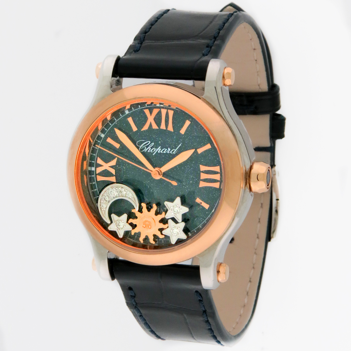 CHOPARD 278573-6027 Ladies 2-Tone 18KR/SS Happy Sport Sun Moon