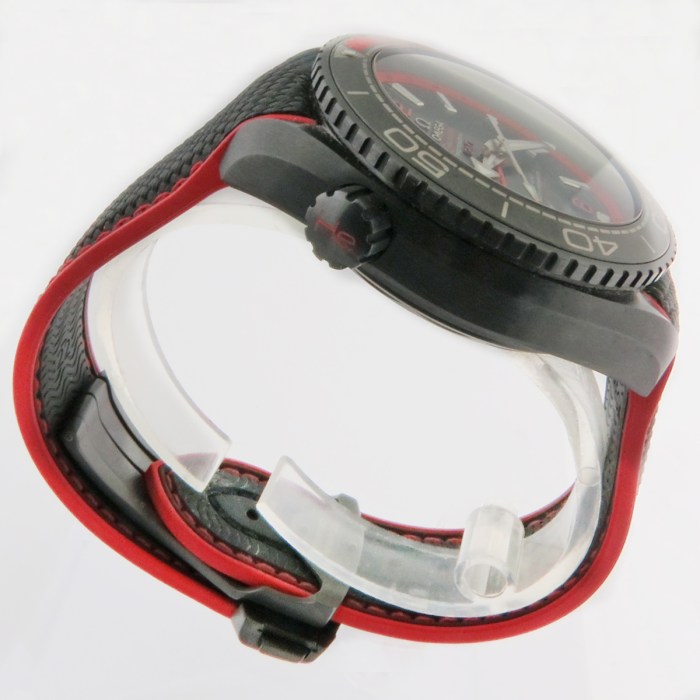 Omega Seamaster Planet Ocean ‘Deep Black’ Red GMT 45.5mm Ceramic Cased Automatic Co-Axial on Natural Rubber Strap. Reference is 215.92.46.22.01.003 MSRP $13900.