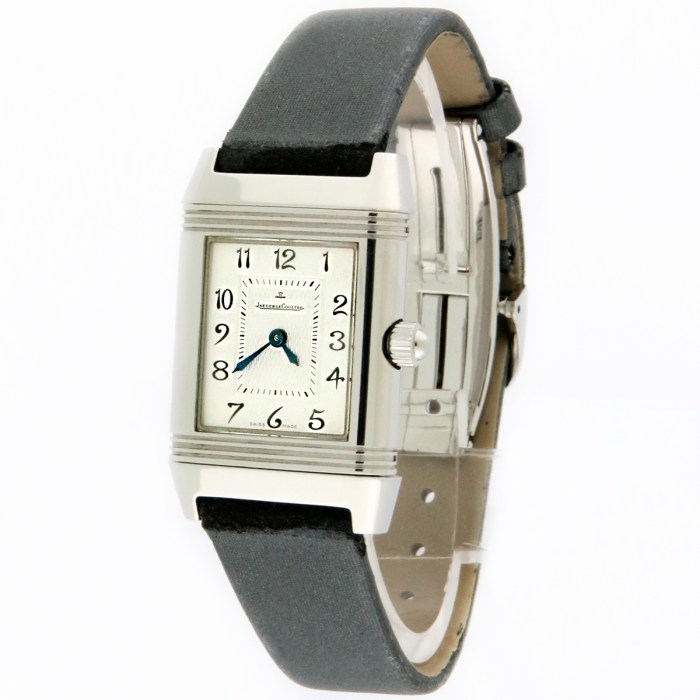 Jaeger-LeCoultre Reverso Ladies Duetto with two faces and diamond bezel, in stainless steel case, strap & folding buckle. Ref 266.8.44 / Q2668450 20.5x33mm