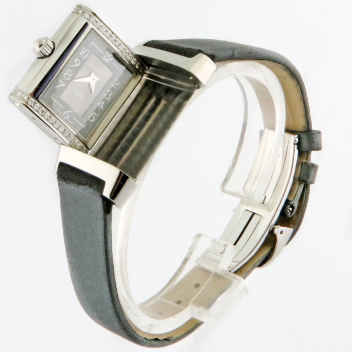 Jaeger-LeCoultre Reverso Ladies Duetto with two faces and diamond bezel, in stainless steel case, strap & folding buckle. Ref 266.8.44 / Q2668450 20.5x33mm