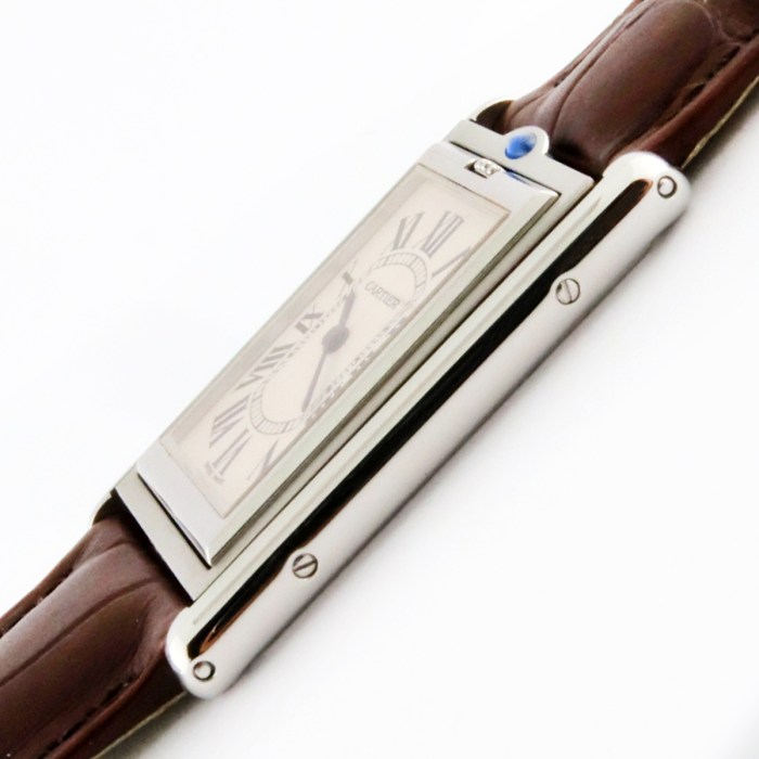 CARTIER Tank Basculante XL Reversible Case Mechanical Hand-Wind Stainless Steel Mens Watch Ref. 2390. 25x38mm. Circa Year 2000.