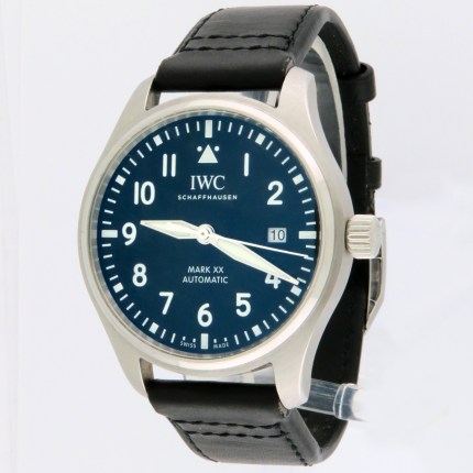 Current Model IWC Pilot’s Watch Mark XX Automatic Mens Watch 40mm Stainless Steel Case. Model reference is IW328201. MSRP $5,800