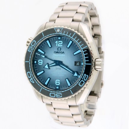 Omega Seamaster Planet Ocean Summer Blue Special Edition 39.5mm Master Co-Axial on Stainless Steel Bracelet. Ref 215.30.40.20.03.002 MSRP $8,300