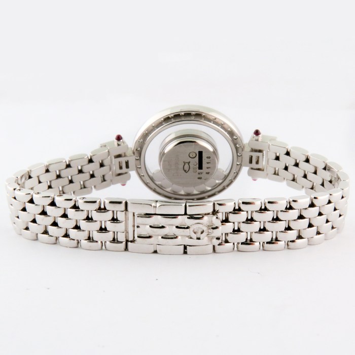 Chopard Ladies Happy Diamonds with 7 Floating Diamonds and Fully Diamond Set Bezels. 18K White Gold Bracelet Ladies Wristwatch Ref.204846 26mm. MSRP $26,590