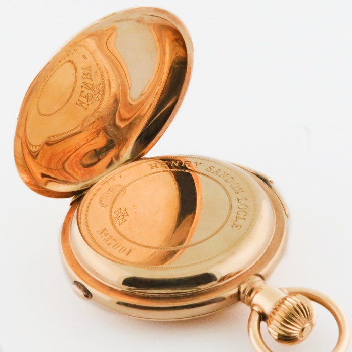 HENRI SANDOZ (SWISS) 14K Yellow Gold Hunting Case 5-Minute Repeater Chronograph Pocket Watch 55mm. High quality Complicated Antique Pocket Watch Circa 1880s.