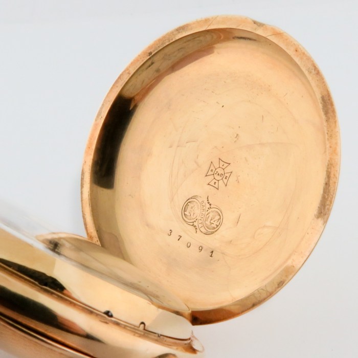 HENRI SANDOZ (SWISS) 14K Yellow Gold Hunting Case 5-Minute Repeater Chronograph Pocket Watch 55mm. High quality Complicated Antique Pocket Watch Circa 1880s.
