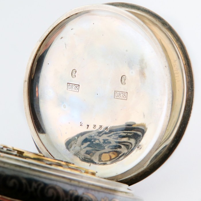 Le Phare Swiss Minute Repeater Chronograph with 30min Register Pocket Watch. Circa 1900's, Silver Niello Open Face. In great condition with accurate chiming.