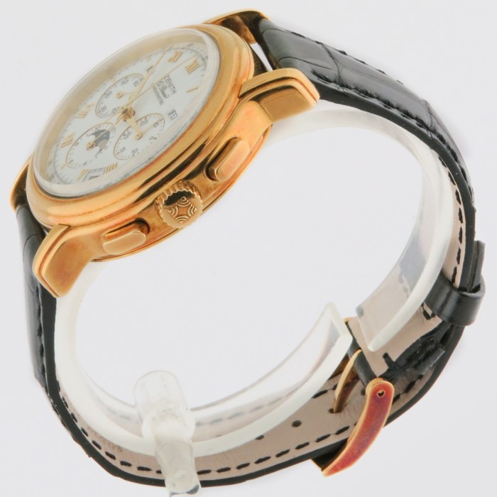 Zenith 18K Yellow Gold Chronomaster El Primero Mens Automatic Triple Date Moonphase Chronograph 30.0240.410. Manufacture Suggested Retail Price (MSRP) $17,800.