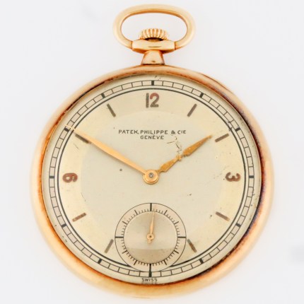 PATEK PHILIPPE & Co 18K Solid Yellow Gold 44mm Open Face Pocket Watch from 1941. 17''' Lignes Movement in with 18j 8adj. Sector Dial.
