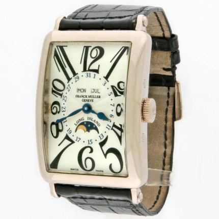 (SOLD) FRANCK MULLER 1200 MC L 18K Mens Long Island Master Calendar Triple Calendar Moonphase Automatic White Gold 32x45mm